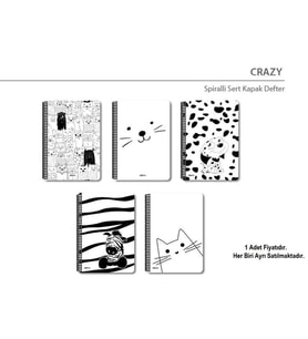 PAPİRÜS CRAZY SERT KAPAK SPİRALLİ 16X23 120YP. ÇİZGİSİZ DEFTER