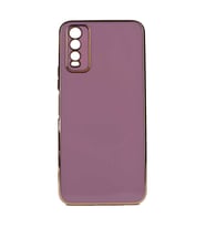 Vivo Y11S Kılıf Zore Bark Kenarları Altın Renk Kılıf (Mor)