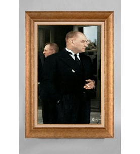 Çerçeveli Paspartulu Atatürk Tablo a465 (Gold)
