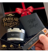 Hızlı Kargo İsme Özel Hakiki Deri Erkek Cüzdan Usb Şarjlı Çakmak ve Küllük Hediye Seti, Sevgiliye, Eşe, Babaya, Arkadaşa Kişiye Özel Hediye