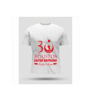 30 Ağustos Zafer Bayramı Baskılı Oversize Bisiklet Yaka T-shirt - Beyaz