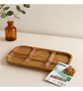 Northcity Akasya 3 Bölmeli Ahşap Servis Tepsisi 25x14 cm