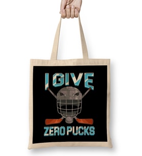 I Give Zero Pucks Pun Sarcastic Hockey Player Joke Bez Çanta Uzun Saplı