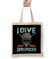 I Give Zero Pucks Pun Sarcastic Hockey Player Joke Bez Çanta Uzun Saplı