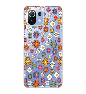 Xiaomi Mi 11 Lite Uyumlu Çiçek Desenli Şeffaf Telefon Kılıfı