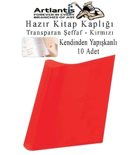 Hazır Kitap Kaplığı Şeffaf Buzlu Kırmızı 10 Adet 1 Paket Cırtlı Ayarlanabilir Kendinde Yapışkanlı Kaplık Okul Sınıf
