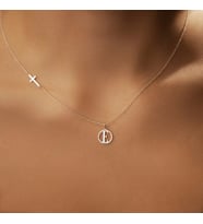 Minimalist Haç ve Harf Kolye 925K Gümüş
