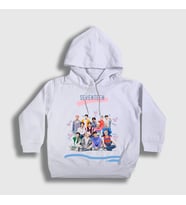 Presmono Unisex Çocuk Beyaz Band K Pop Seventeen Kapüşonlu Sweatshirt 547918tt
