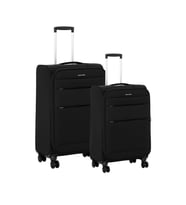 Pierre Cardin Ultra Light Hafif Lüx Kumaş 2'li Valiz Seti Orta Boy - Kabin Boy Siyah PC4200