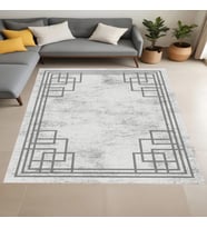 Rovigo Home Dijital Baskı Yıkanabilir Kaymaz Taban Salon Halısı Ve Yolluk RVG0945-FNL180 (Gri)