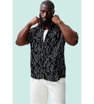 Erkek Regular Fit Viskon Desenli Gömlek Rahat Günlük Stil Hafta Sonu Yaz Aylarının Vazgeçilmezi (Siyah)