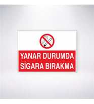 Yanar Durumda Sigara Bırakma 21x28 Arkası Yapışkanlı Levha