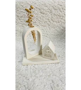 3 lü Kare Tabaklı Dekor Obje ve Tealight Ev Dekorasyon Set