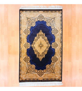 Elmas Motifli 90 x 150 CM İpek Halı Mavi