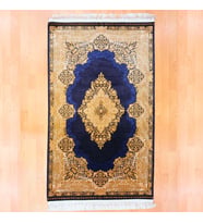Elmas Motifli 90 x 150 CM İpek Halı Mavi