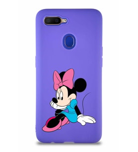 Oppo A5S Soft Premier Kapak Minnie Mouse-E Tasarımlı Silikon Kılıf - Mor (Şeffaf)