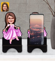 BK Gift Kişiye Özel Kız Çocuk Prenses Karikatürlü Ahşap Biblo Telefon Standı-1