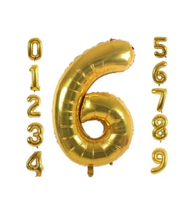 6 Yaş Rakam Gold Folyo Balon 34" Inc 76 cm
