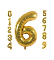 6 Yaş Rakam Gold Folyo Balon 34" Inc 76 cm