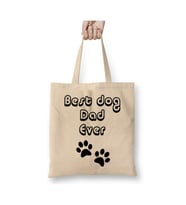 Best Dog Dad Ever Beyaz Bez Çanta Uzun Saplı Alışveriş Çantası Plaj Çantası