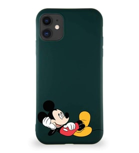 Apple iPhone 11 Soft Premier Kapak Mickey Mouse-F Tasarımlı Silikon Kılıf - Yeşil (Şeffaf)