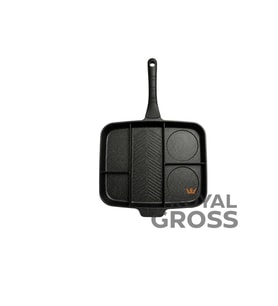 Kamp Tavası Bölmeli Döküm Grill Tava 40x30 cm Kahvaltı ve Izgara Tavası