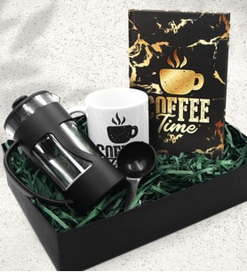 Özel Tasarım Kupa & Özel Tasarım Defter & French Press Hediye Seti