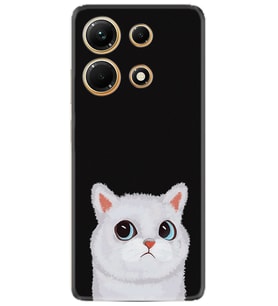Infınix Note 30 Kılıf Resimli Desenli Silikon Platinium Series White Cat 1835