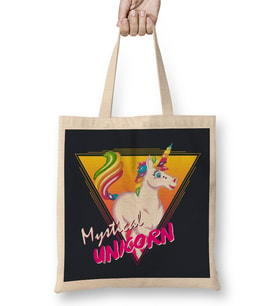 Cartoon Multicolour Unicorn Bez Çanta Uzun Saplı
