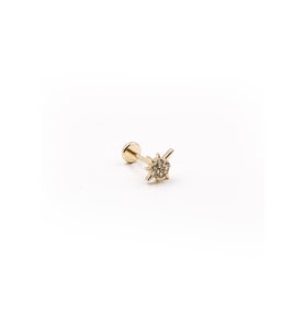 Kuzey Yıldızı Zirkon Taşlı Tragus Piercing – Gold  Kararma Yapmaz, Anti Alerjik, Düz Kapama