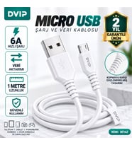 DVIP S11M 6A UsbA to Micro Hızlı Data ve Şarj Kablosu Beyaz