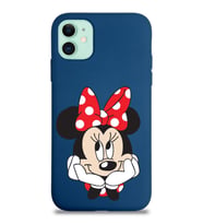 Apple iPhone 11 Uyumlu Lansman Kılıf Minnie Mouse Tasarımlı Altı Kapalı İçi Kadife Kaplı  Kapak (Şeffaf)