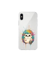 iPhone XS Max ile Uyumlu Splash Kirpi Tasarımlı Şeffaf Silikon Kılıf