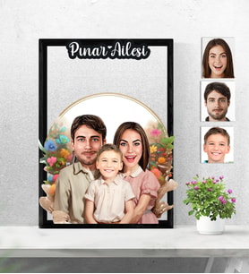 Kişiye Özel 3D  Ahşap Tablo 3 kişilik Aile Model 30x40 -5