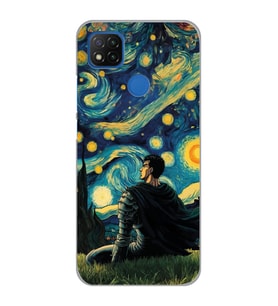 Xiaomi Redmi 9C / 10A Uyumlu Berserk The Starry Night Tasarımlı Şeffaf Telefon Kılıfı