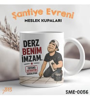 Fayans Ustasına Hediye Esprili Meslek Kupası - Şantiye Serisi Derz Benim İmzam Baskılı Kupa Bardak