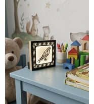 Geometrik Kuş Tasarımlı Dekoratif Led Işıklı Ahşap Gece Lambası