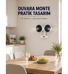 Dijital Göstergeli Çift Fan Başlıklı Masa Vantilatörü