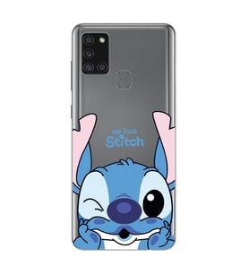 Samsung Galaxy A21S Uyumlu We Love Stitch Desenli Şeffaf Telefon Kılıfı