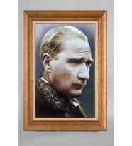 Altın Varaklı Paspartulu Çerçeveli Atatürk Tablo sd133