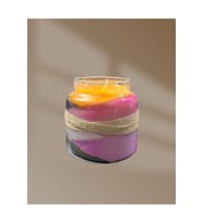 10x10 cm Cam Sunumda Özel Döküm Katmanlı Mum – 5 Katmanlı  Doğal Wax Karışımı