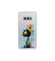 Samsung Galaxy S10e ile Uyumlu Splash Kedi Tasarımlı Şeffaf Silikon Kılıf