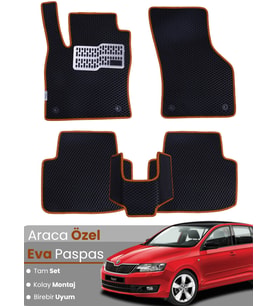 SKODA FABİA 3 (2014-2021) Uyumlu EVA Paspas Tam Set–Oto Paspas,Araca Özel,Kolay Montaj