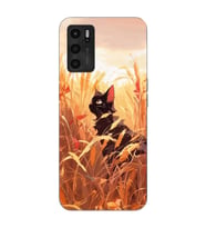 Oppo A16 / A55 Uyumlu Doğa ve Kedi Tasarımlı Şeffaf Telefon Kılıfı