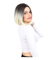 Kahkülsüz Düz Kısa Fiber Sen Peruk / Küllü Siyah / Platin Ombreli