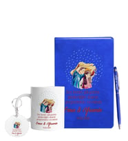 Sevgililer Gününe Özel Mavi Defter Kalem Kupa & Süblimasyon Anahtarlık Hediye Seti 26