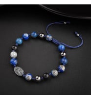 Lapis Lazuli Doğal Taş Tasarım Gümüş Bileklik- 20-21cm