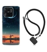 Xiaomi Redmi Note 7 8 9 Pro 10 2022 10 Pro 10S Kılıf Boyun Askılı Silikon Ay ve Kız 1720