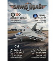 J-15 Savaş Uçağı Oyuncak Işıklı Çek Bırak Maket Jet 23 cm - Piller Dahil