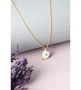 Papatya Kolye Mineli 925 Ayar Gümüş Zincir Kolye (Gold)
